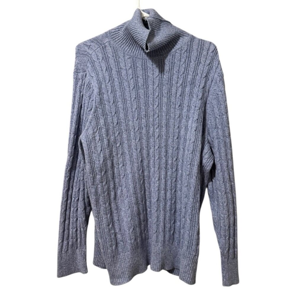 St. Johns Bay Women Size 3X Classic Blue Ribbed Turtleneck Sweater Stretch Knit